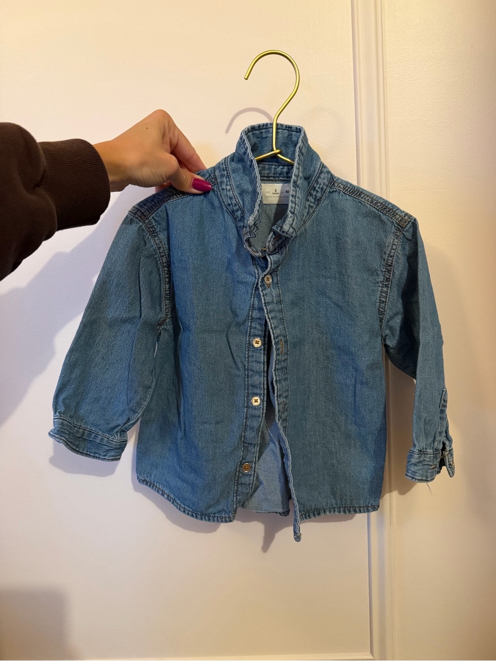 zara kids denim button down shirt